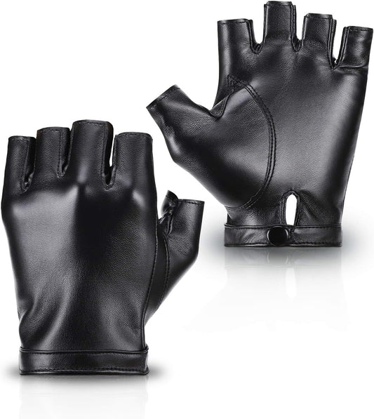 Fingerless PU Faux Leather Gloves, Driving Gloves Outdoor Sports Cosplay Costume Half Finger Glove for Women V1259-DP01-A-3606