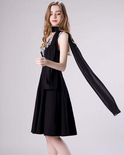Soft Chiffon Scarve Shawls Wraps for Dresses Women Accessories Black V1259-DP01-A-3608