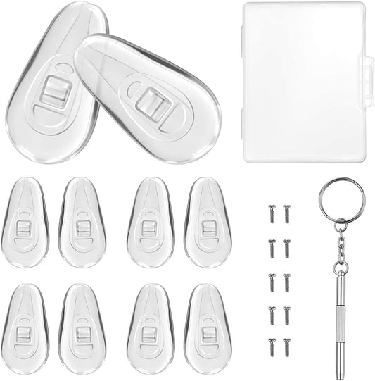 5 Pairs of Eyeglass Nose Pads, Upgraded 15x8mm Soft Silicone Air Chamber Eyeglasses Nose Pads, Screw-in V1259-DP01-A-3610