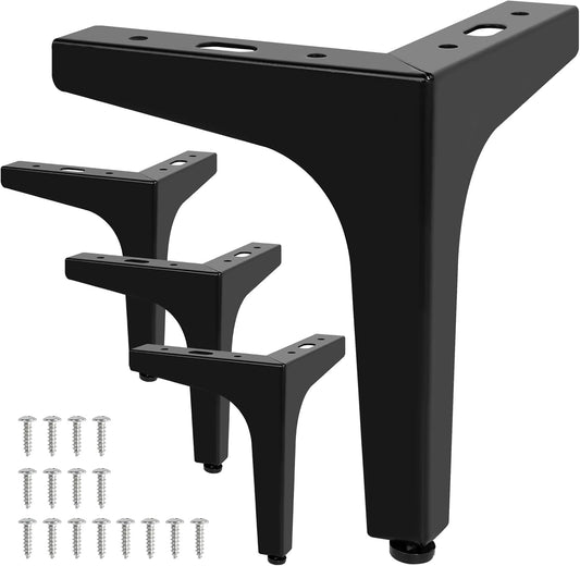 6 Inch Metal Furniture Legs - Set of 4 Modern Iron Diamond Triangle Feet, Black, for Sofa, Cabinet, Chair, V1259-DP01-A-3622