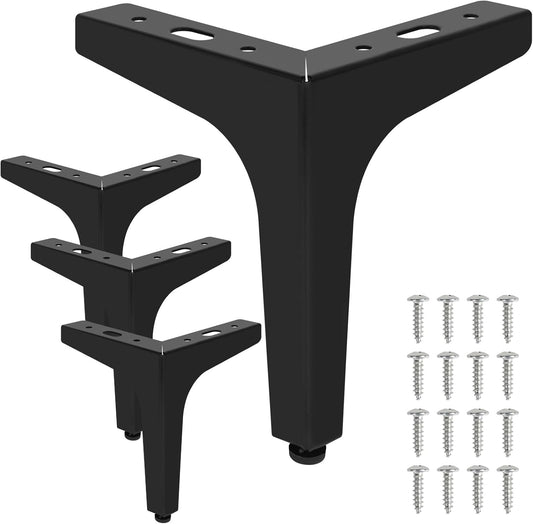 6 Inch Metal Furniture Legs - Set of 4 Modern Iron Diamond Triangle Feet, Black, for Sofa, Cabinet, Chair, V1259-DP01-A-3622