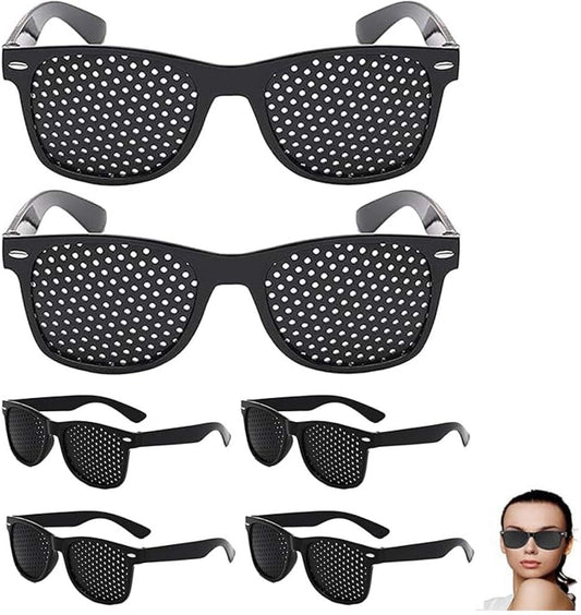 6 Pcs Pinhole Sunglasses, Black Plastic Vision Training Glasses for Men and Women, Full Frame Pinhole V1259-DP01-A-3623
