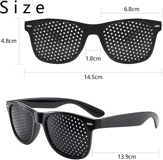 6 Pcs Pinhole Sunglasses, Black Plastic Vision Training Glasses for Men and Women, Full Frame Pinhole V1259-DP01-A-3623