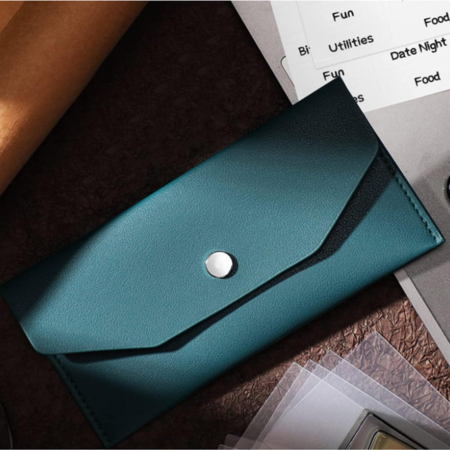3PCS Leather Cash Envelope Wallet, Reusable Cash Envelope Wallet for Travel and Budgeting V1259-DP01-A-3627