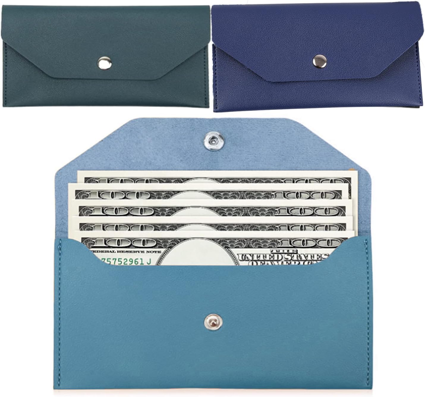3PCS Leather Cash Envelope Wallet, Reusable Cash Envelope Wallet for Travel and Budgeting V1259-DP01-A-3627