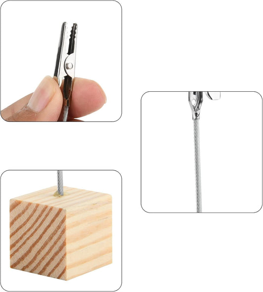 12 Pcs Wooden Memo Clips Holder Table Numbers Place Card Holders Lightweight Wood Cube Base, Memo Photo V1259-DP01-A-3635