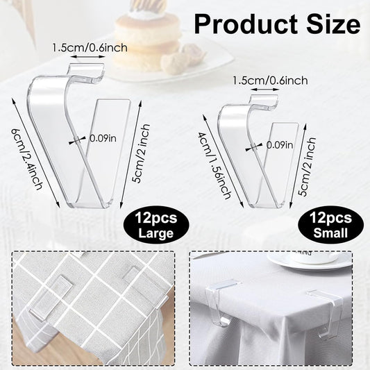 Table Cloth Clips, 24PCS Plastic Transparent Picnic Tablecloth Clips Large Windproof for Christmas Home V1259-DP01-A-3639