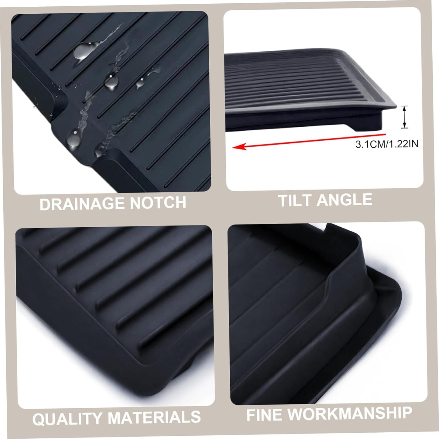 Dish Drain Board Tilt PP Dish Drainer 17.6x12.2x1.2in Quick Dry Dish Drain with Drain Port Multipurpose Dish V1259-DP01-A-3641
