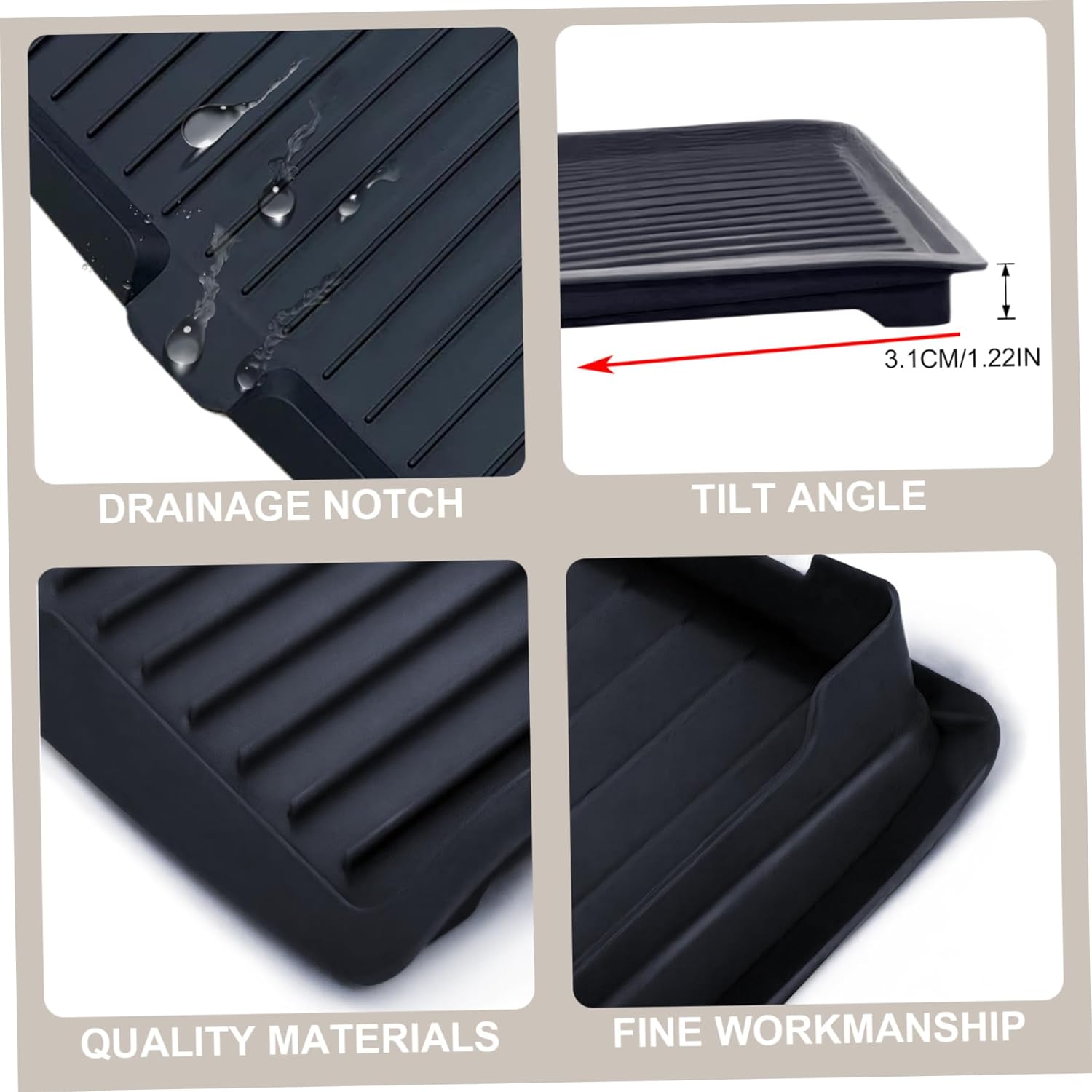 Dish Drain Board Tilt PP Dish Drainer 17.6x12.2x1.2in Quick Dry Dish Drain with Drain Port Multipurpose Dish V1259-DP01-A-3641
