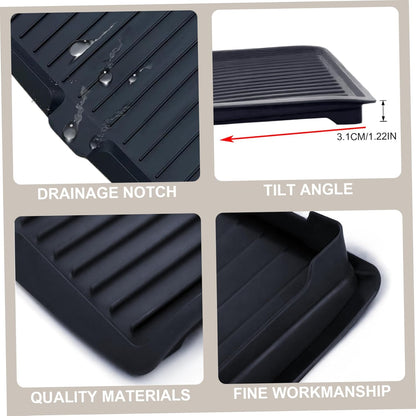 Dish Drain Board Tilt PP Dish Drainer 17.6x12.2x1.2in Quick Dry Dish Drain with Drain Port Multipurpose Dish V1259-DP01-A-3641