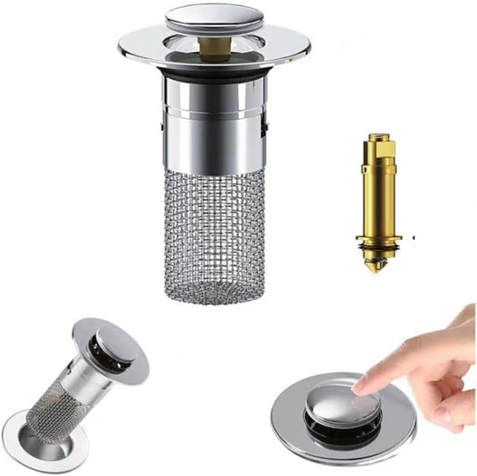 2Pcs Stainless Steel Floor Drain Filter,Bathroom Sink Stopper Hair Catcher with Removable Stainless Steel V1259-DP01-A-3645