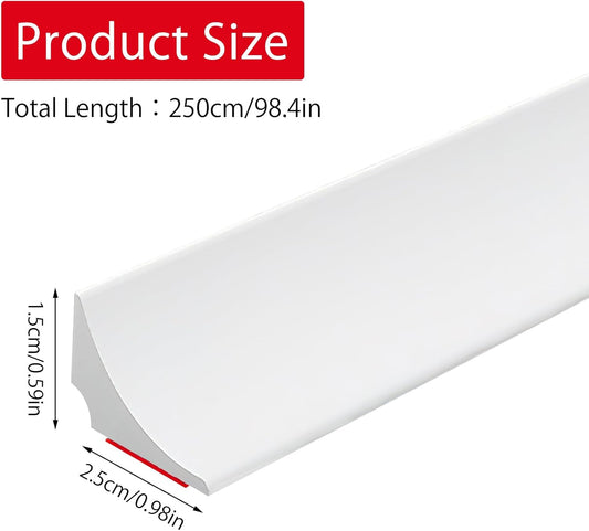 98 Inch Water Barrier for Sink,Silicone Shower Water Barrier Threshold Water Dam Self Adhesive Sealant Strip V1259-DP01-A-3649
