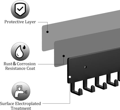 Wall Mount Key Holder with 10 Hooks - Key Rack for Entryway, Hallway, Office, Kitchen - Screw Mounted, V1259-DP01-A-3651