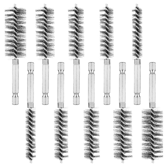 10 Pieces of Wire Brush Drilling Cleaning Brush Set, Stainless Steel Hole Cleaning Brush, 1/4 Inch Hexagonal V1259-DP01-A-3652