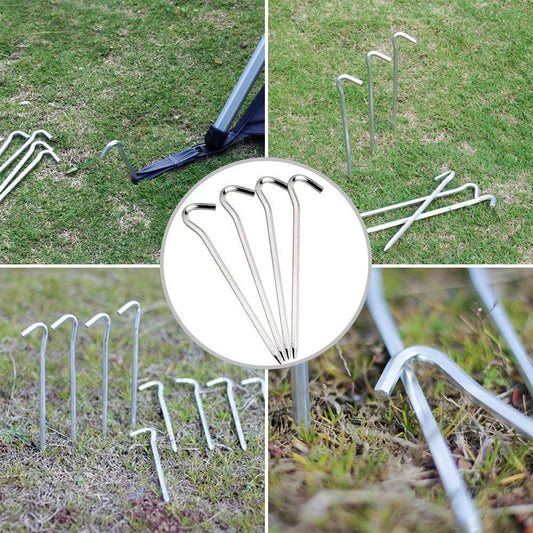 Aluminium Tent Stakes Pegs - 7'' Hexagon Rod Stakes Nail Spike Garden Stakes Camping Pegs for Pitching Tent, V1259-DP01-A-3658
