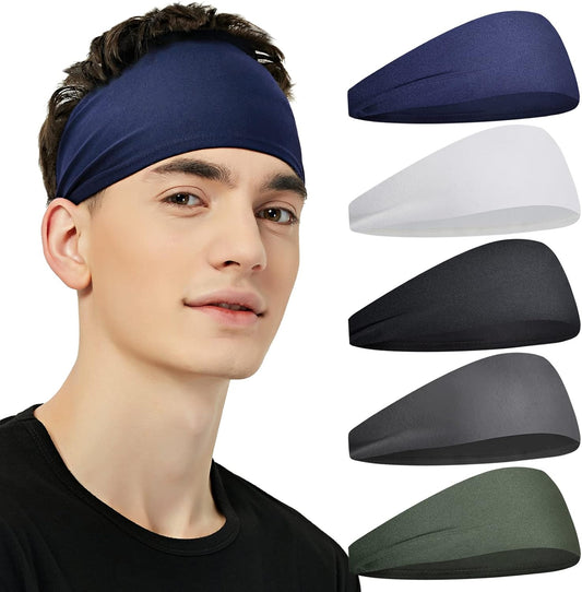 Sports Headbands for Men (5 Pack),Moisture Wicking Workout Headband, Sweatband Headbands for V1259-DP01-A-3661