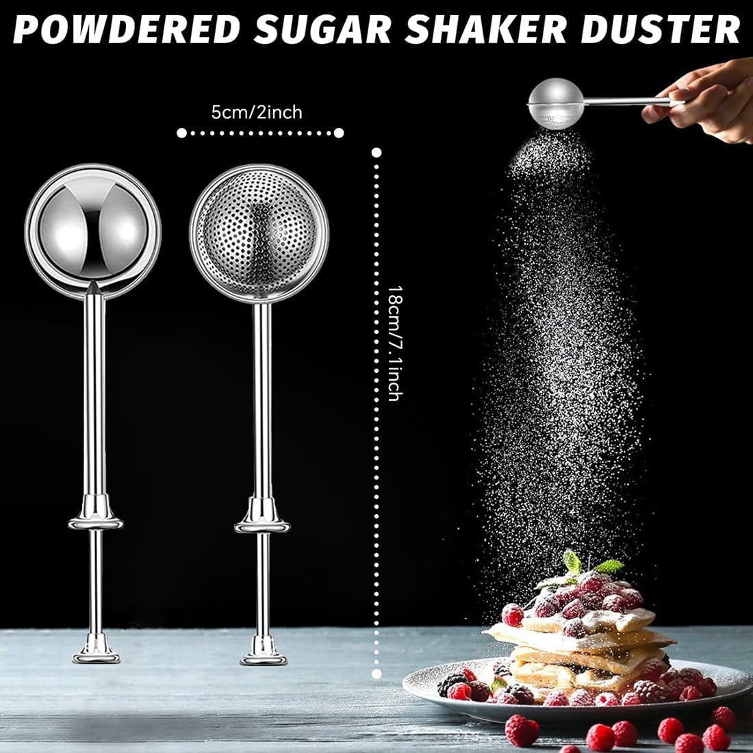Powdered Sugar Shaker Duster Stainless Steel Dusting Wand Flour Sifter for Baking Flour Spices Baking Tools V1259-DP01-A-3662