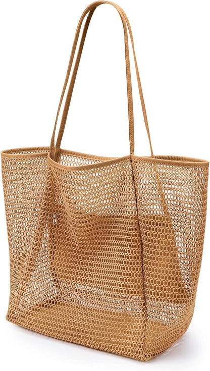 Oversized Beach Tote Bag, Semi Mesh Tote Bag Foldable MAX 35L Laundry Tote Bag For Beach Picnic Laundry V1259-DP01-A-3664