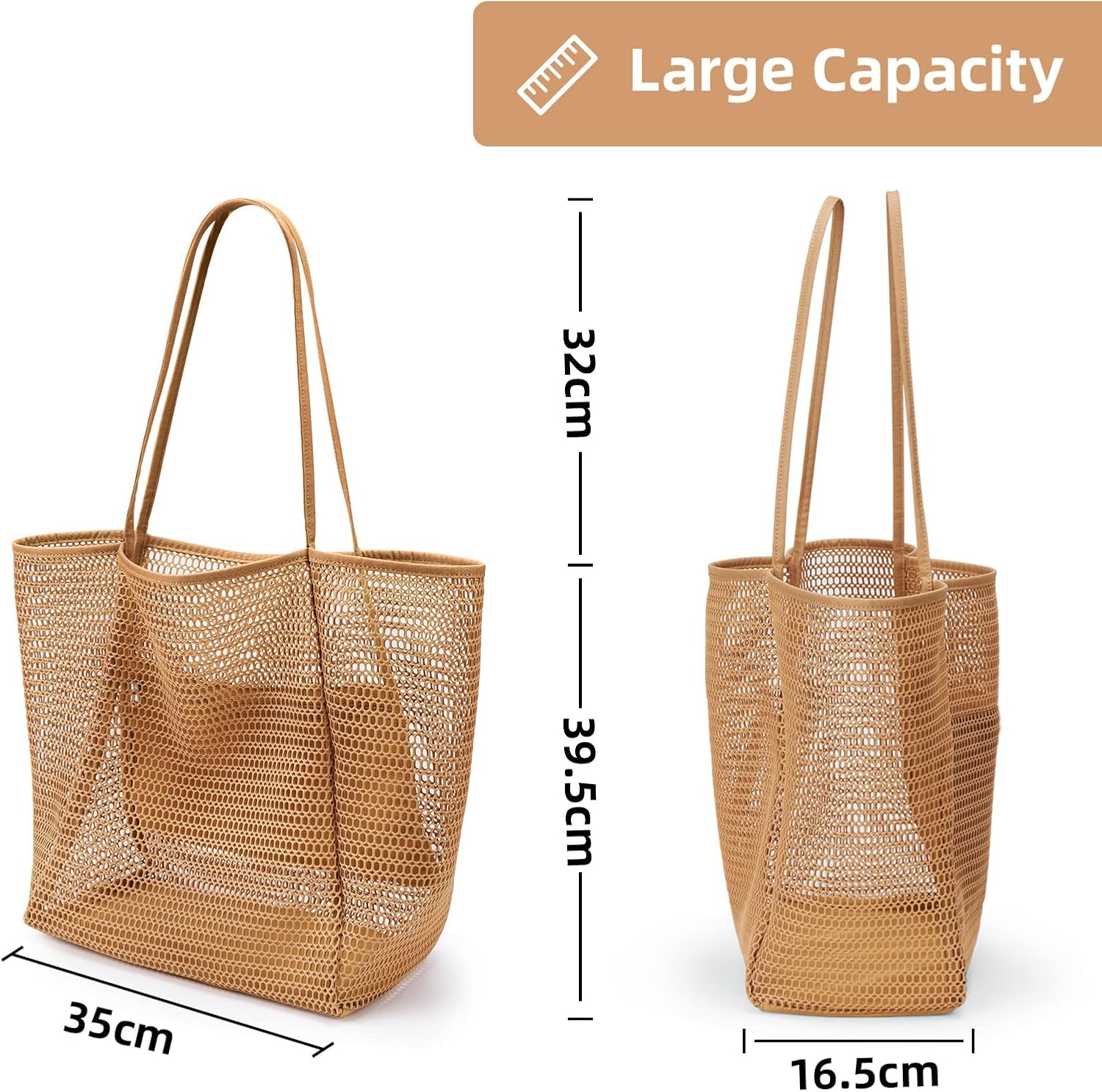 Oversized Beach Tote Bag, Semi Mesh Tote Bag Foldable MAX 35L Laundry Tote Bag For Beach Picnic Laundry V1259-DP01-A-3664