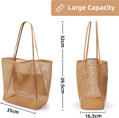 Oversized Beach Tote Bag, Semi Mesh Tote Bag Foldable MAX 35L Laundry Tote Bag For Beach Picnic Laundry V1259-DP01-A-3664