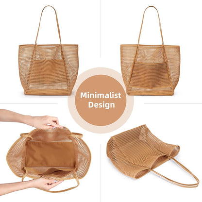 Oversized Beach Tote Bag, Semi Mesh Tote Bag Foldable MAX 35L Laundry Tote Bag For Beach Picnic Laundry V1259-DP01-A-3664