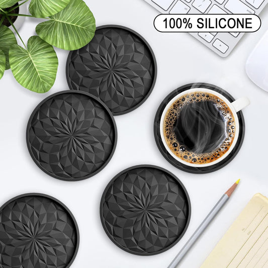 Silicone Coasters [6 Pack] Coasters with Holder - Drinking Coasters - Cup Mat for Drinks - Live for Hot or V1259-DP01-A-3667