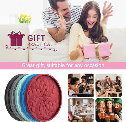 Silicone Coasters [6 Pack] Coasters with Holder - Drinking Coasters - Cup Mat for Drinks - Live for Hot or V1259-DP01-A-3667