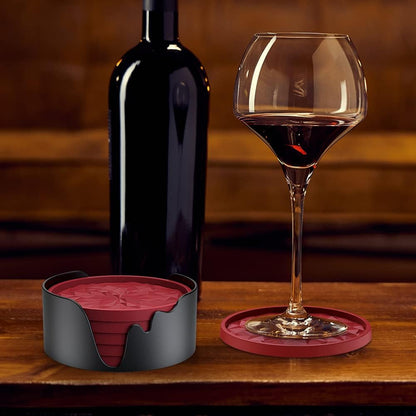 Silicone Coasters [6 Pack] Coasters with Holder - Drinking Coasters - Cup Mat for Drinks - Live for Hot or V1259-DP01-A-3667