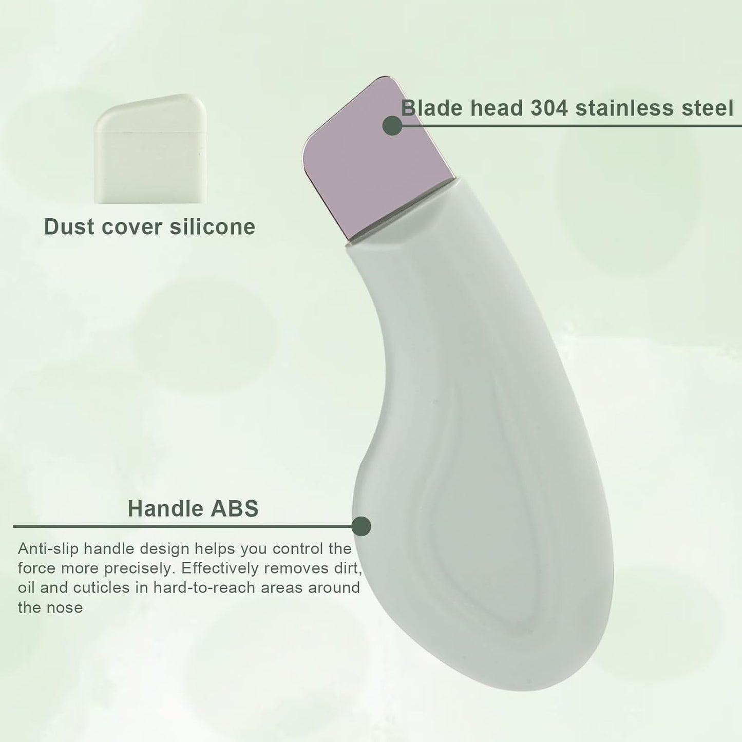 Blackhead Remover, Silicone Nose Blackhead Scraper, Deep Clean Skin Pore Spatula, Face Spatula, Green V1259-DP01-A-3671
