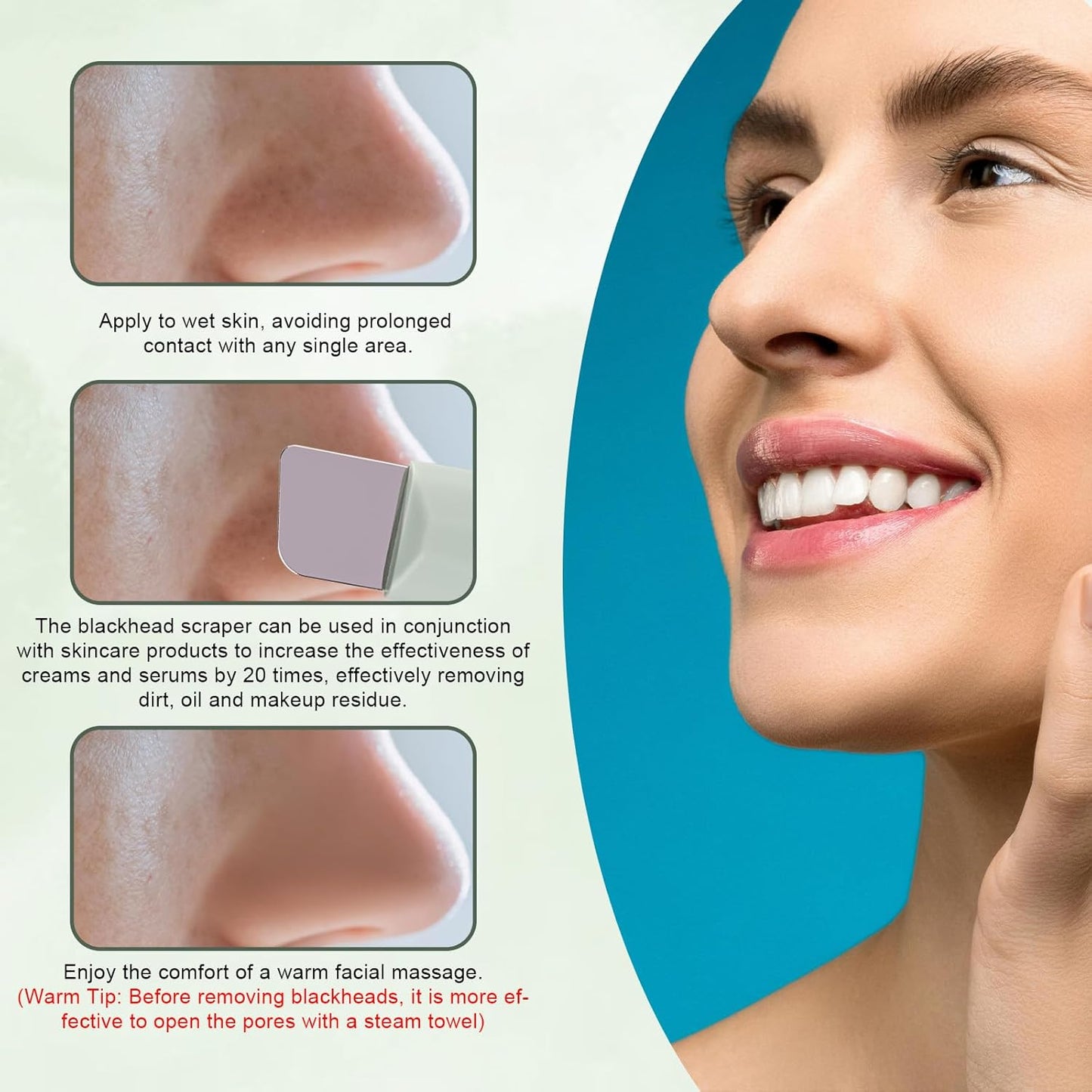 Blackhead Remover, Silicone Nose Blackhead Scraper, Deep Clean Skin Pore Spatula, Face Spatula, Green V1259-DP01-A-3671