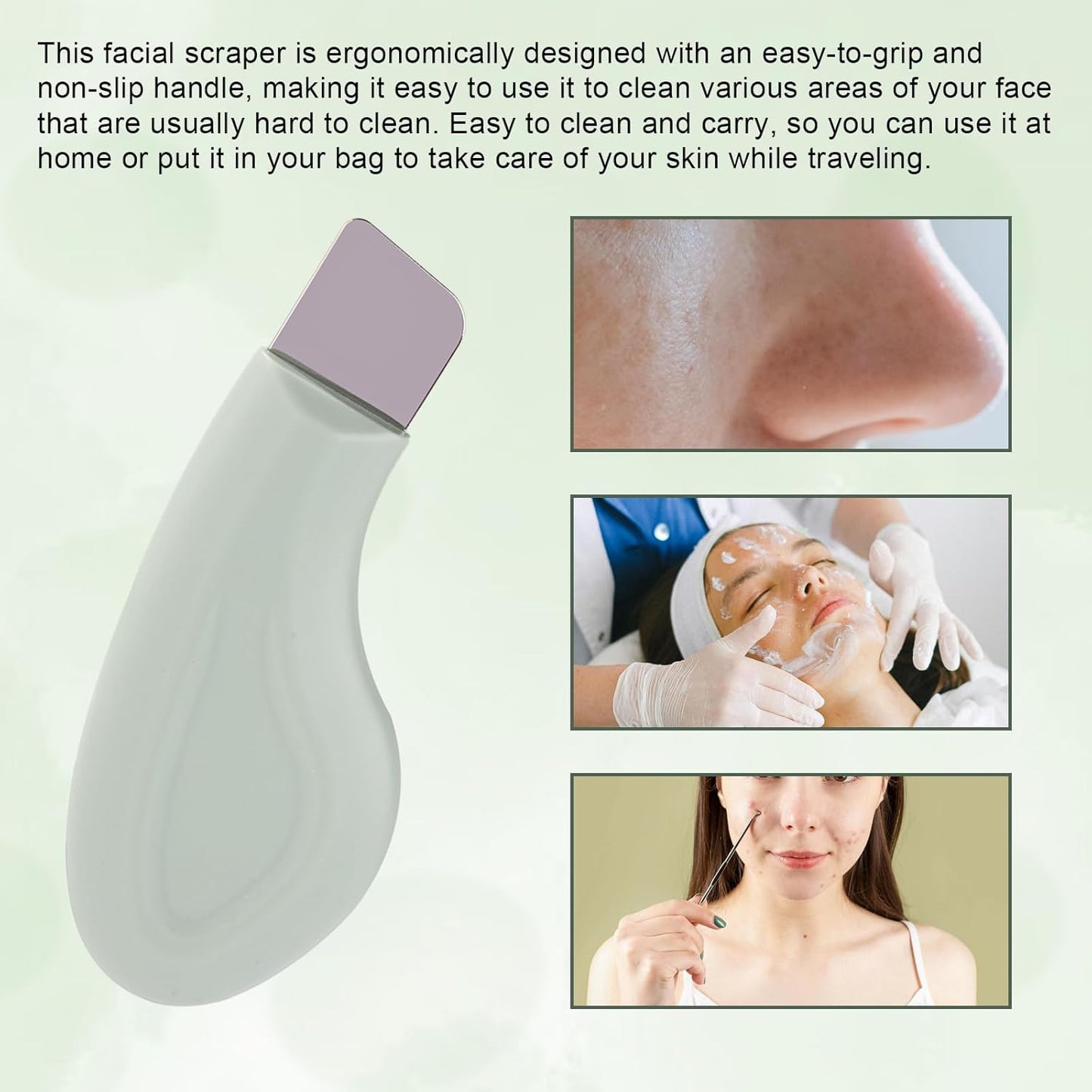Blackhead Remover, Silicone Nose Blackhead Scraper, Deep Clean Skin Pore Spatula, Face Spatula, Green V1259-DP01-A-3671