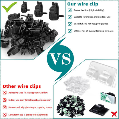 Outdoor String Lights Clips, Weatherproof Cable Hanger Hooks for Hanging Fairy Lights, Holiday Decor - Black, V1259-DP01-A-3673
