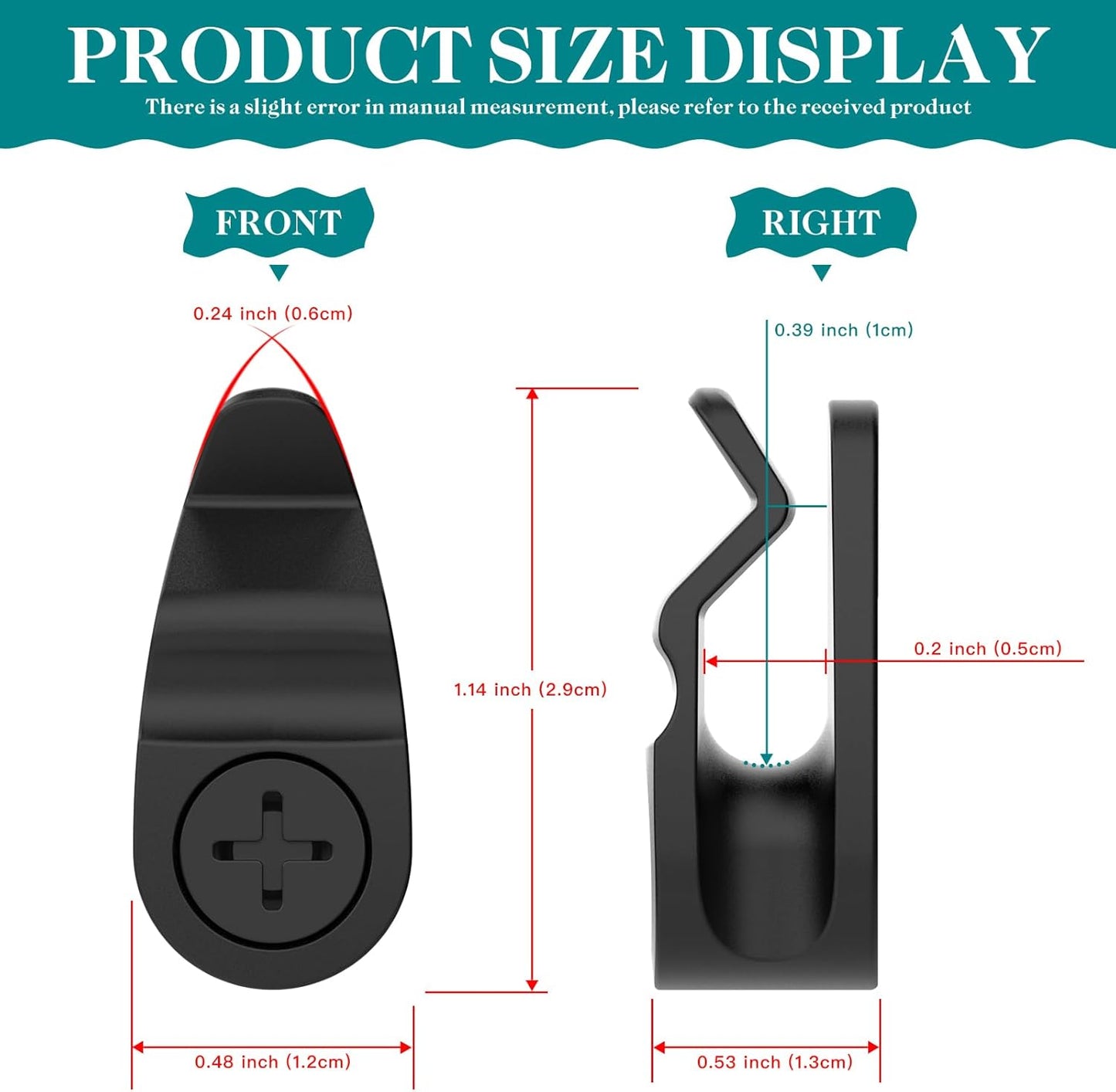 Outdoor String Lights Clips, Weatherproof Cable Hanger Hooks for Hanging Fairy Lights, Holiday Decor - Black, V1259-DP01-A-3673