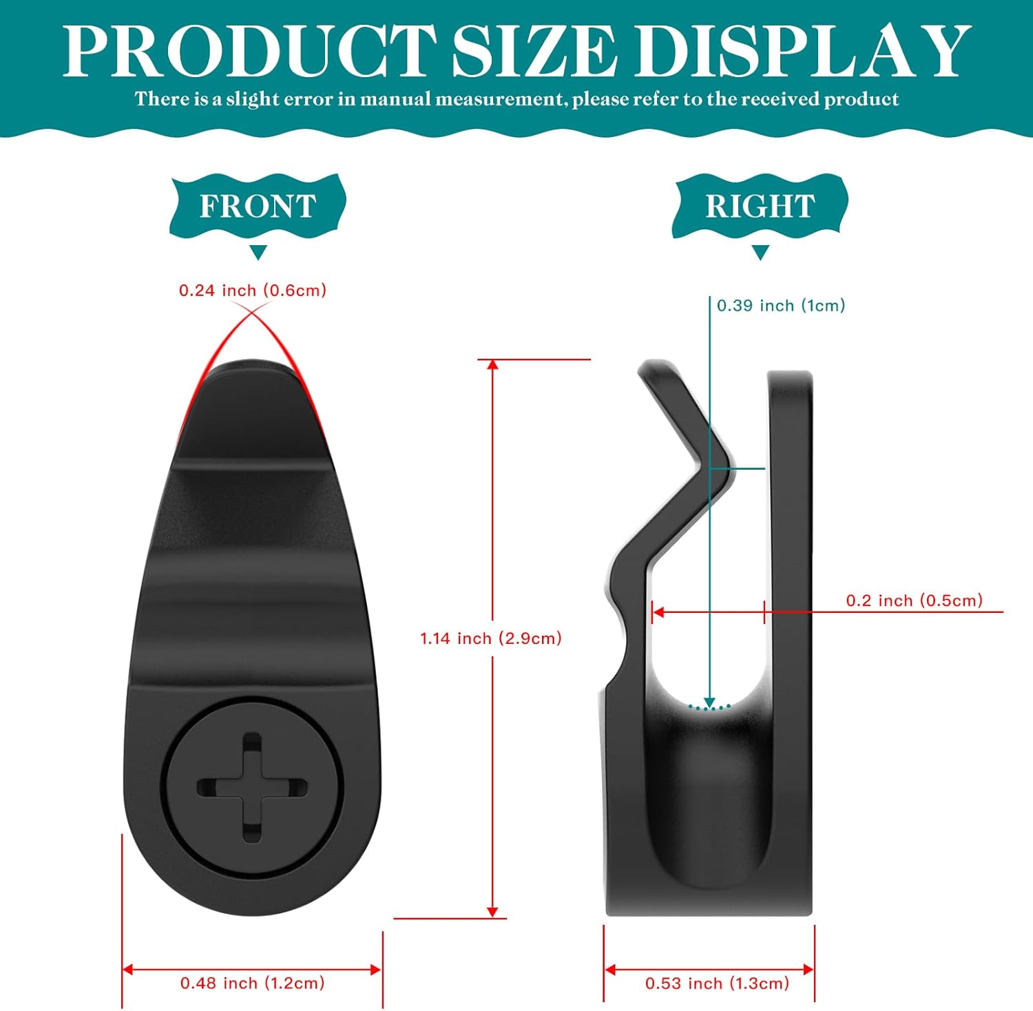 Outdoor String Lights Clips, Weatherproof Cable Hanger Hooks for Hanging Fairy Lights, Holiday Decor - Black, V1259-DP01-A-3673