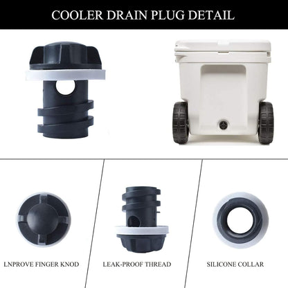 2 Pack Yeti Cooler Drain Plug Replacement Accessories - Compatible with Most Rotomolded Coolers - Leak-Proof V1259-DP01-A-3674