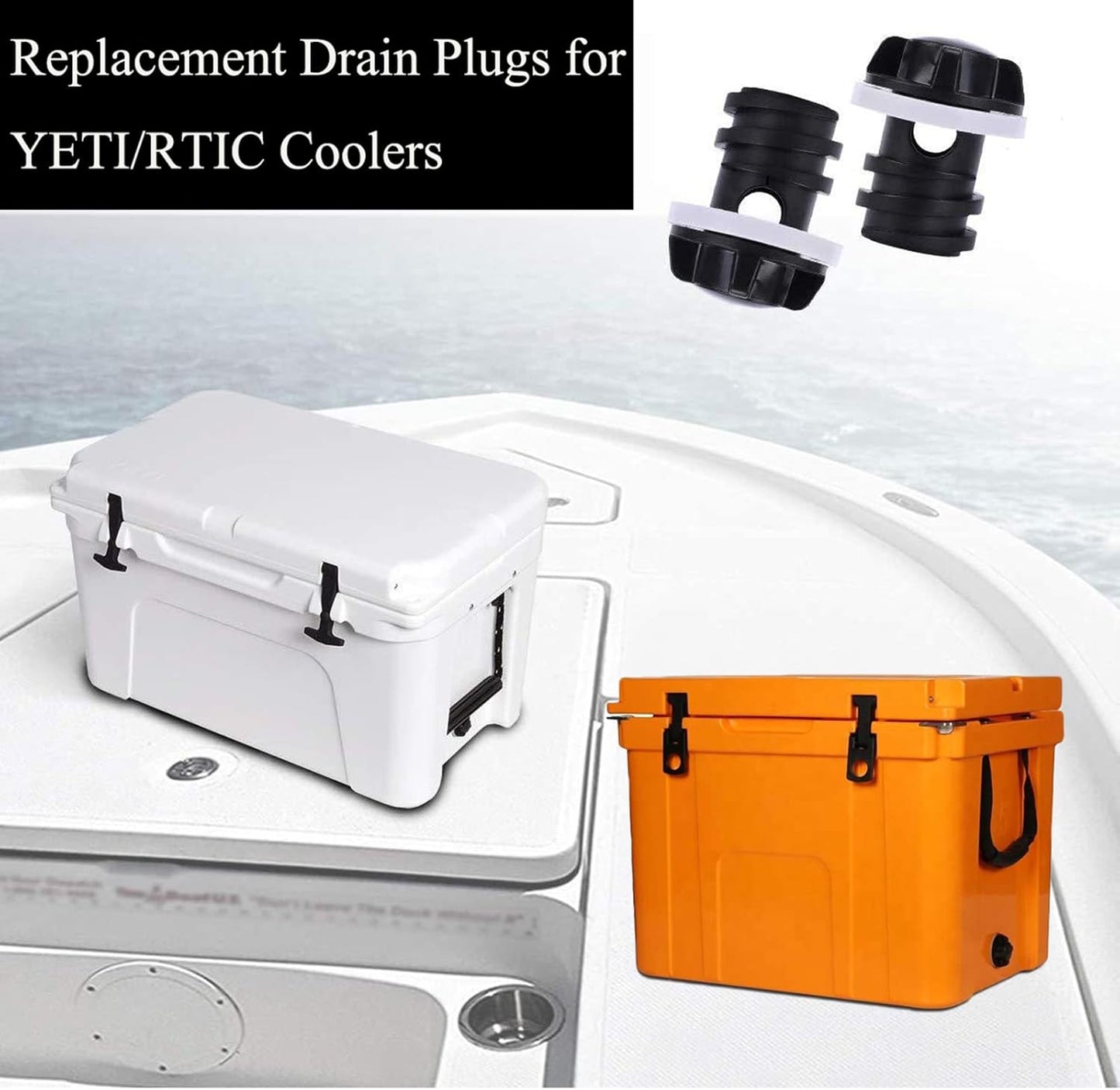2 Pack Yeti Cooler Drain Plug Replacement Accessories - Compatible with Most Rotomolded Coolers - Leak-Proof V1259-DP01-A-3674
