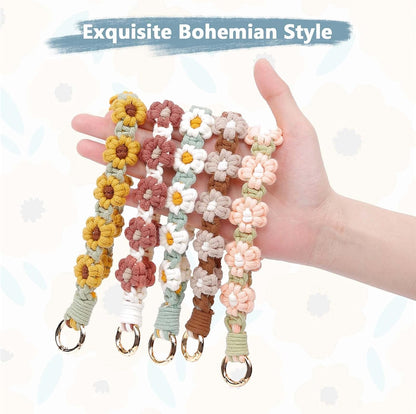 Boho Macrame Keychain Wristlet Keychain Weave Exquisite Keyring Holder Bracelet Handmade Wrist Lanyard for V1259-DP01-A-3675