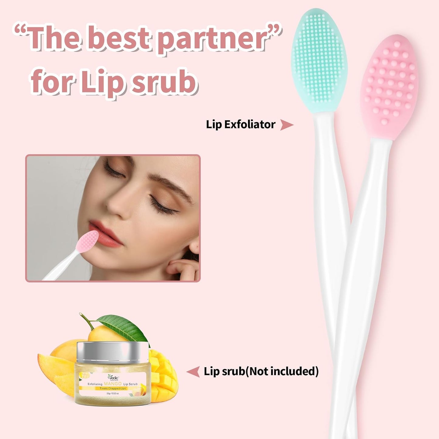 Silicone Lip Scrub Brush Lip Scrubber Tool Lip Exfoliator Brush Exfoliating Lip Scrub Tool for Dark Lips V1259-DP01-A-3682