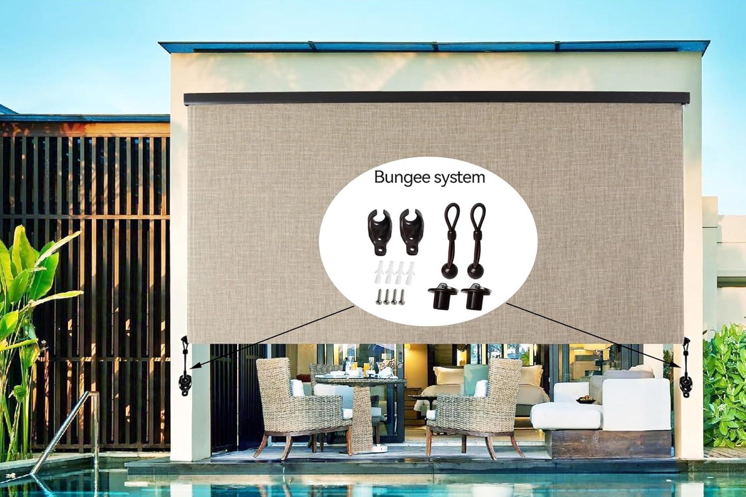 Replacement Shade Parts Bungee End Cap Kit for Exterior Cordless Roller Shades Outdoor Blinds( 2 Sets)(Brown) V1259-DP01-A-3687