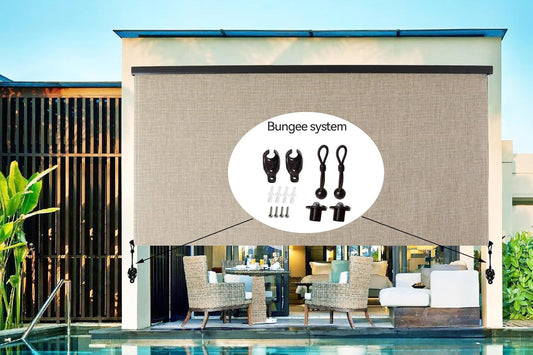 Replacement Shade Parts Bungee End Cap Kit for Exterior Cordless Roller Shades Outdoor Blinds( 2 Sets)(Brown) V1259-DP01-A-3687