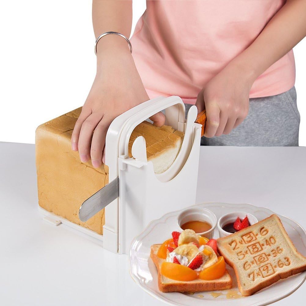 Foldable & Adjustable Bread Slicer Guide for Homemade Toast Cutter Sandwich Maker Loaf Cutter Machine With V1259-DP01-A-3688