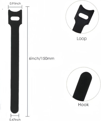 100 PCS 6 Inches Reusable Cable Ties, Adjustable Wire Ties, Cable Organizer, Cord Wrap and Hook Loop Cords V1259-DP01-A-3704