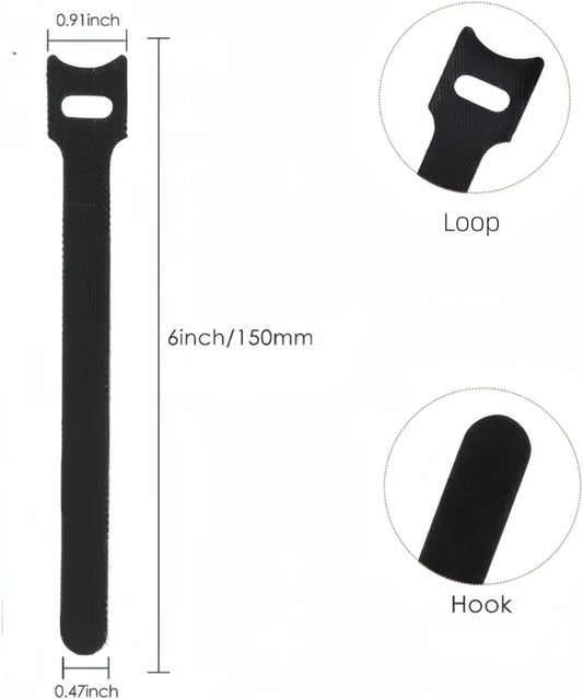 100 PCS 6 Inches Reusable Cable Ties, Adjustable Wire Ties, Cable Organizer, Cord Wrap and Hook Loop Cords V1259-DP01-A-3704
