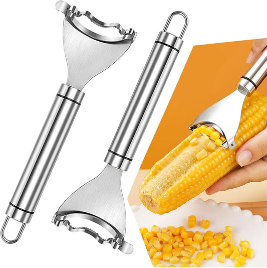 Corn Peeler, 2 Pcs Stainless Steel Corn Peeler for Corn On The Cob Efficient Corn Cob Stripper Corn Kernel V1259-DP01-A-3710