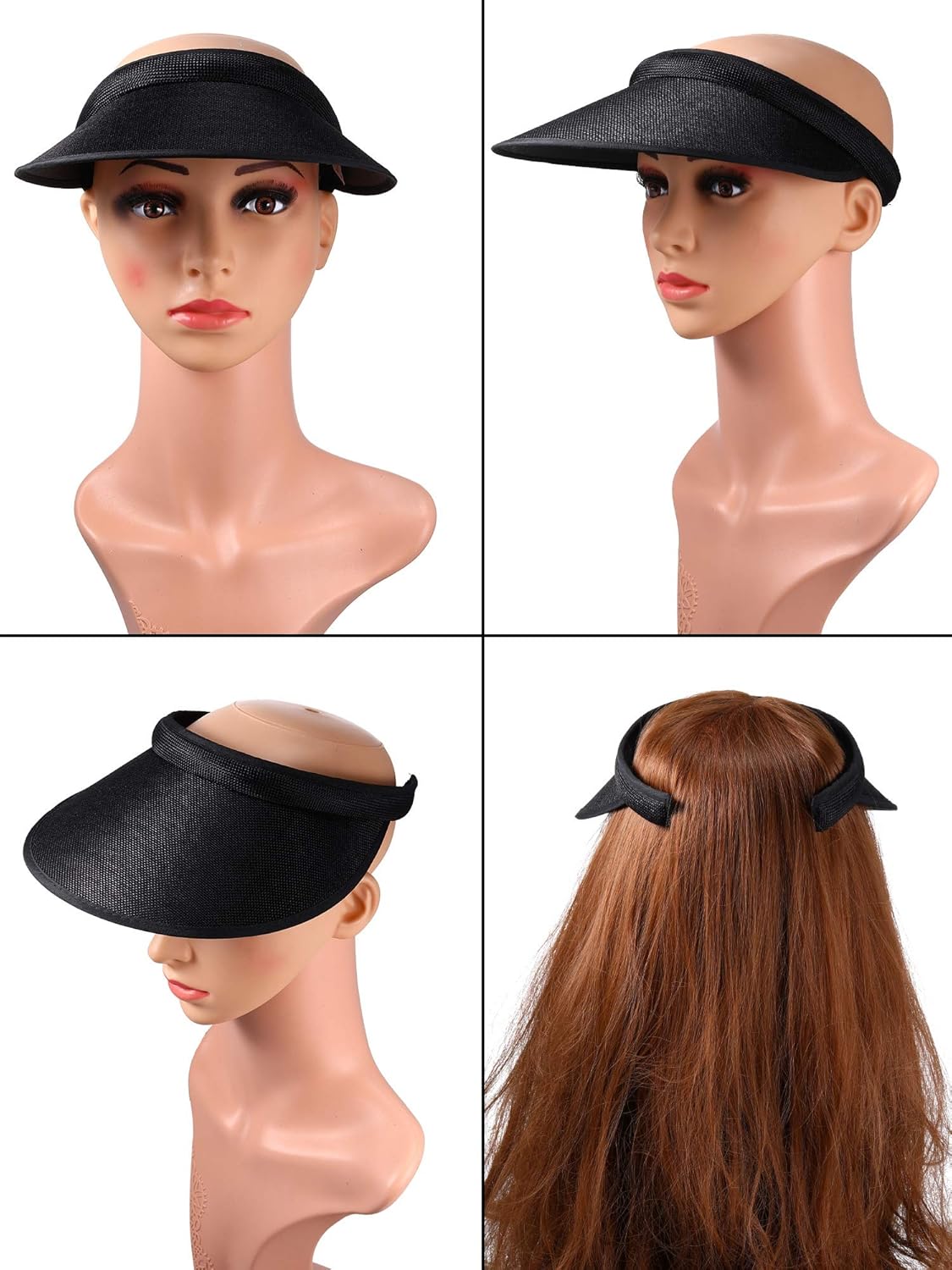 3 Pieces Sun Visor Hats Summer Wide Brim Clip on Beach Adjustable Large Brim Cap Golf Hat for Women V1259-DP01-A-3714