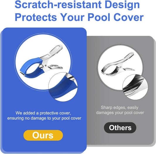 Pool Cover Clips for Above Ground Pools, 30 Pcs 4.7 Inch Stainless Steel, Windproof Clips with Protective V1259-DP01-A-3721