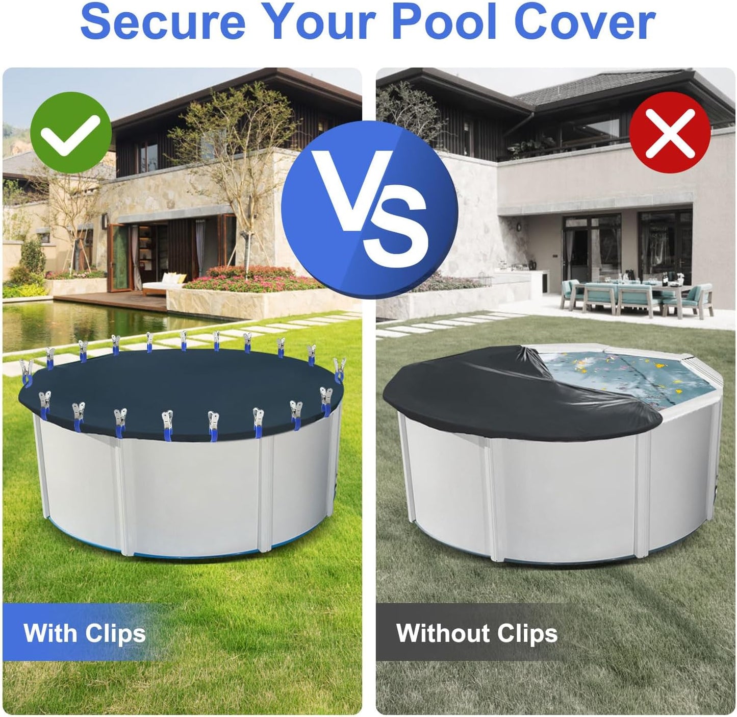 Pool Cover Clips for Above Ground Pools, 30 Pcs 4.7 Inch Stainless Steel, Windproof Clips with Protective V1259-DP01-A-3721