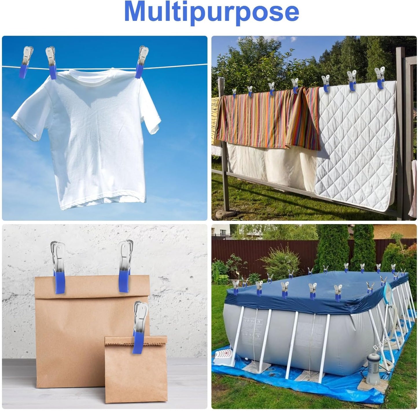 Pool Cover Clips for Above Ground Pools, 30 Pcs 4.7 Inch Stainless Steel, Windproof Clips with Protective V1259-DP01-A-3721