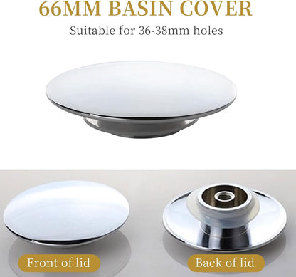 2 Pcs Bathroom Pop Up Sink Drain Stopper 66 mm Bathroom Sink Stopper, Pop-Up Click Clack Plug, Solid Brass V1259-DP01-A-3727