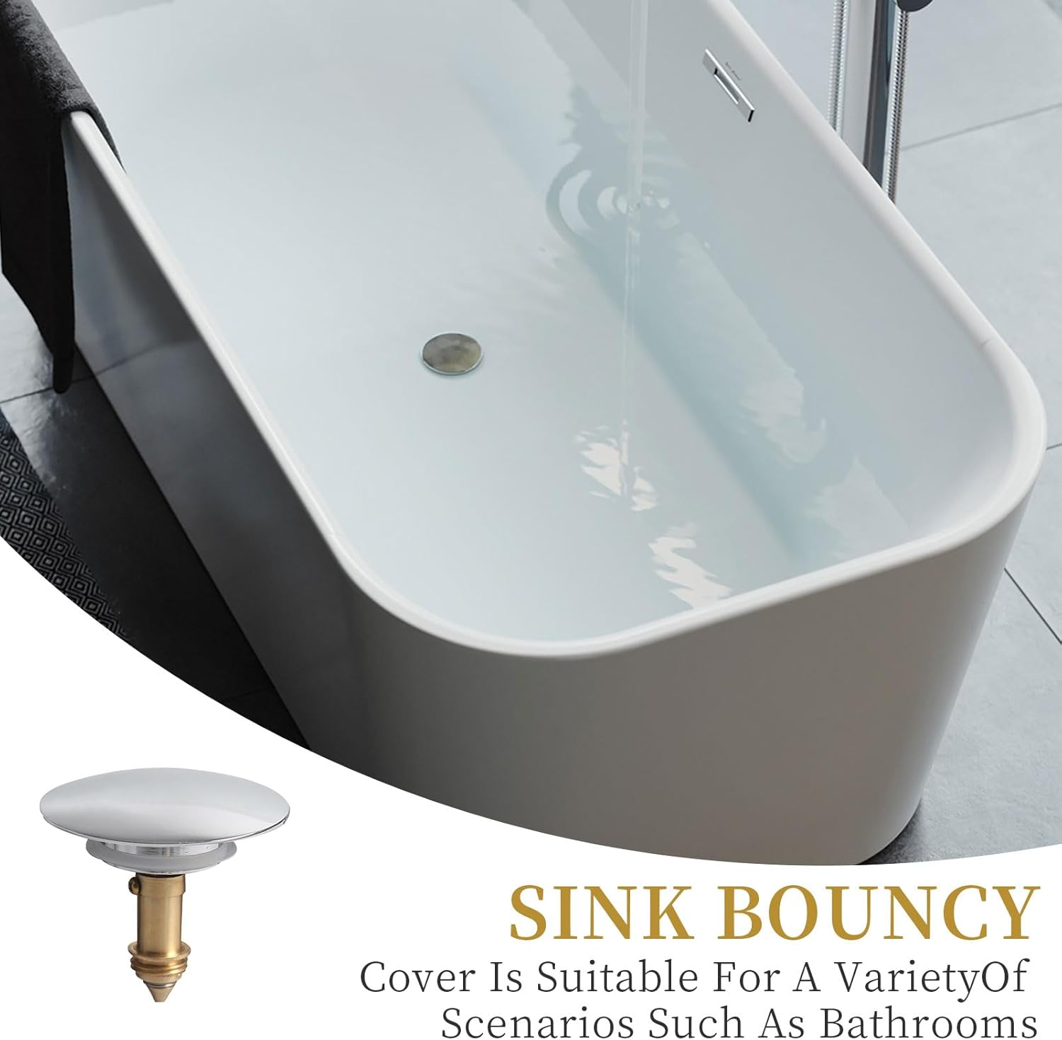 2 Pcs Bathroom Pop Up Sink Drain Stopper 66 mm Bathroom Sink Stopper, Pop-Up Click Clack Plug, Solid Brass V1259-DP01-A-3727